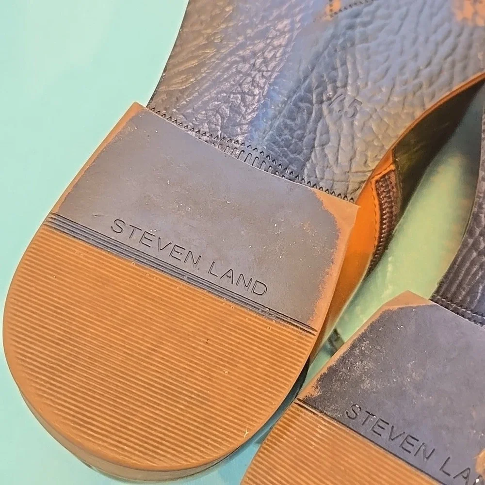 Steven Land Monk Strap Shoes Mens 7.5 Colorblock‎ Buckle Pointed Toe Brown Green